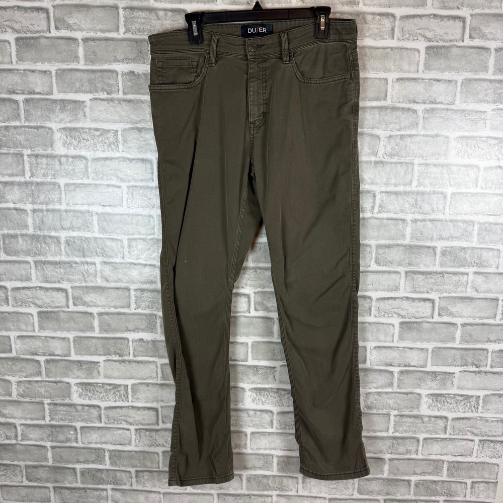 DU/ER Performance T2X Straight Leg Pants Mens 34 x 32 Olive Green MTS9B010
